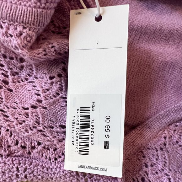 Janie and Jack Crochet Peplum Top Purple Kids-Size 7 - Picture 6 of 6